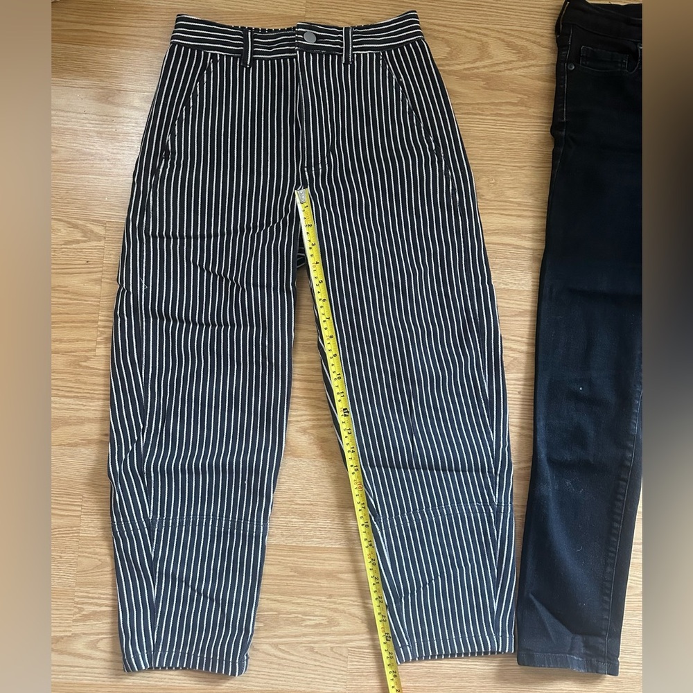 Everlane Black and White Striped Women's Ankle Jeans